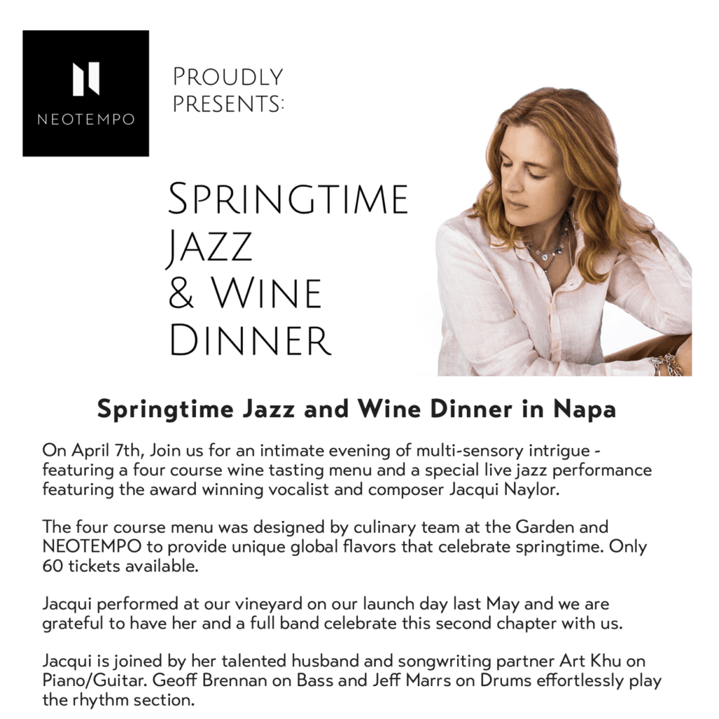 Springtime Jazz and Wine Dinner promo