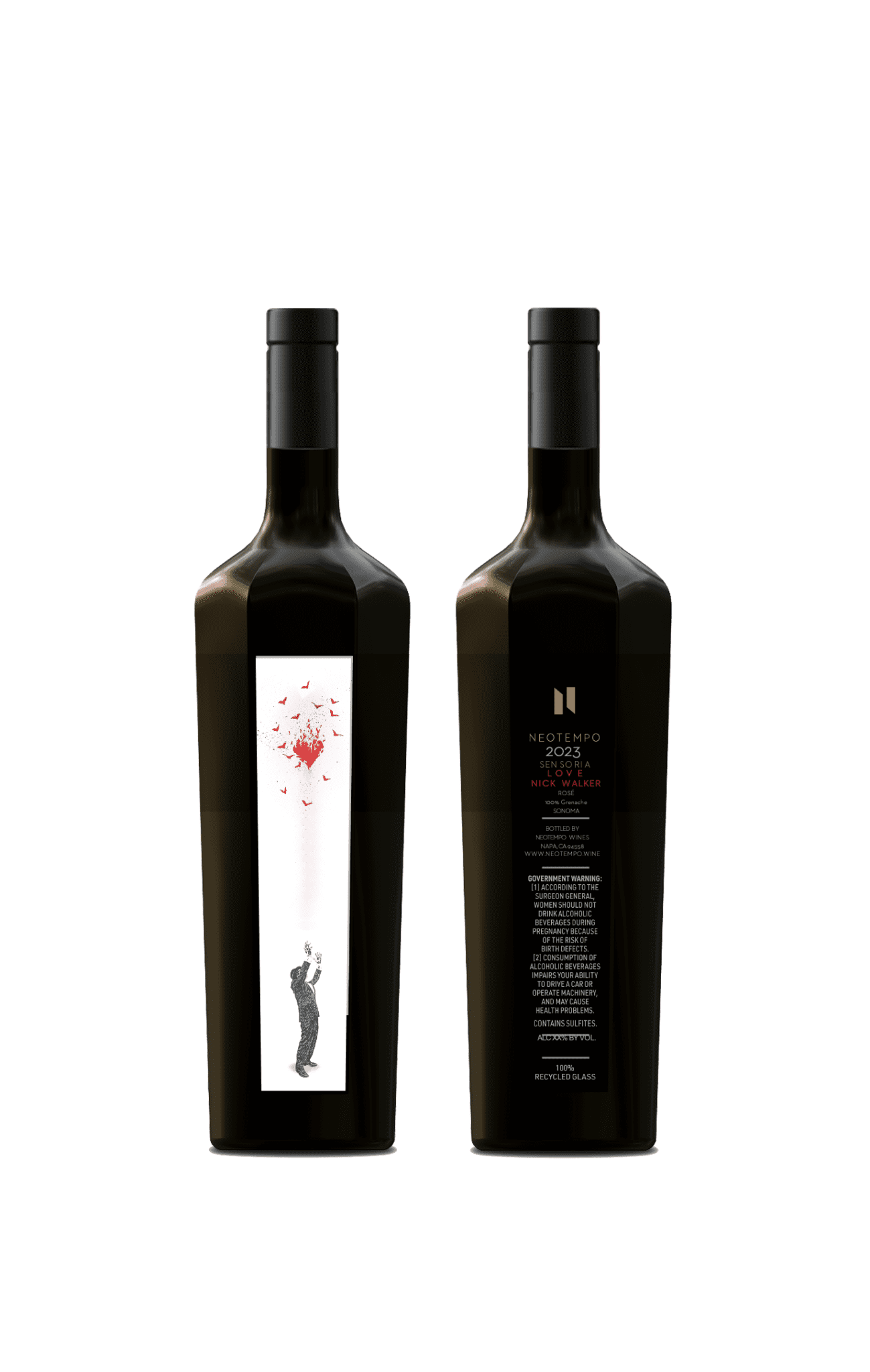 Front and back of a bottle of 2023 Neotempo Sensoria Love