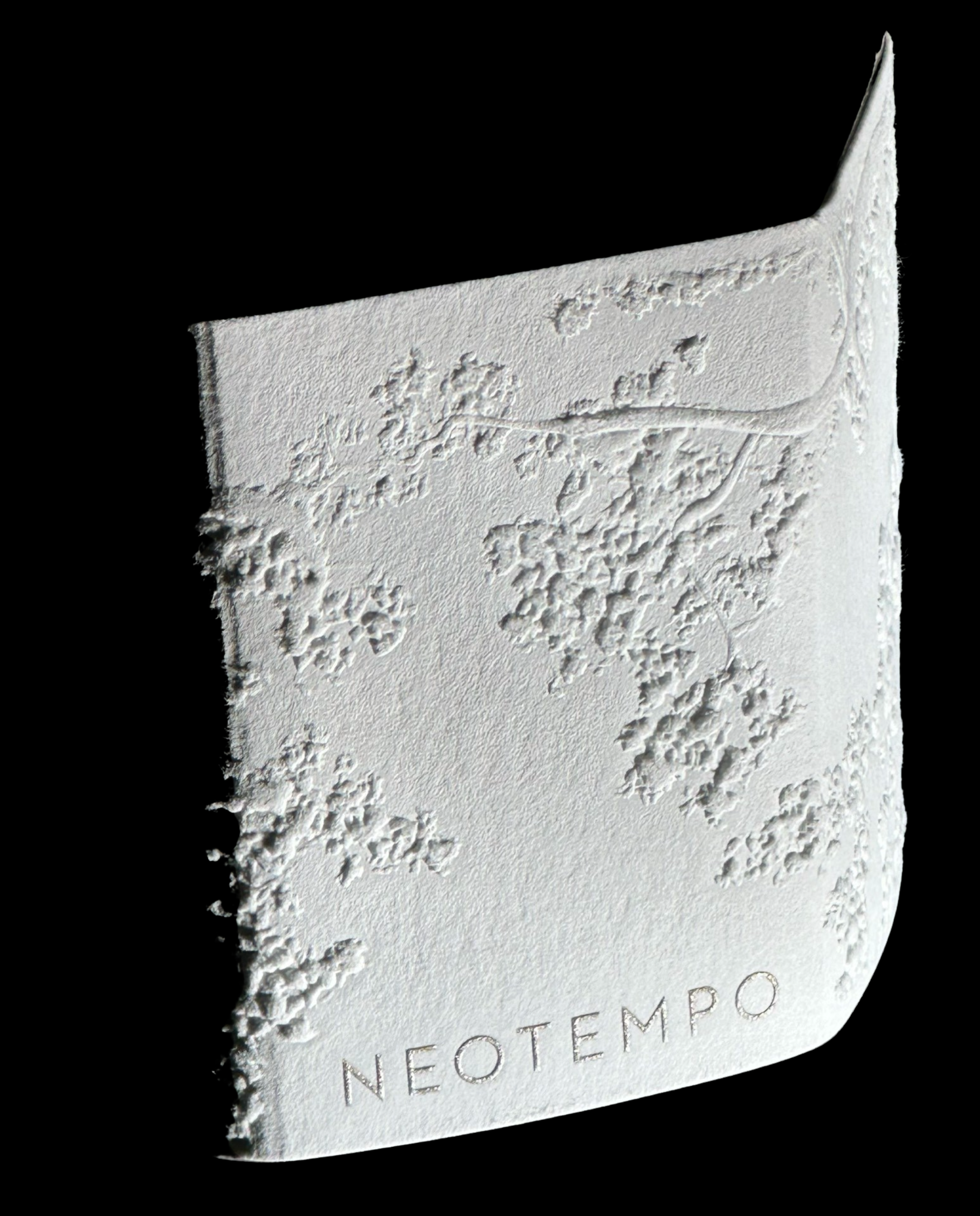 Close up of a white Neotempo label