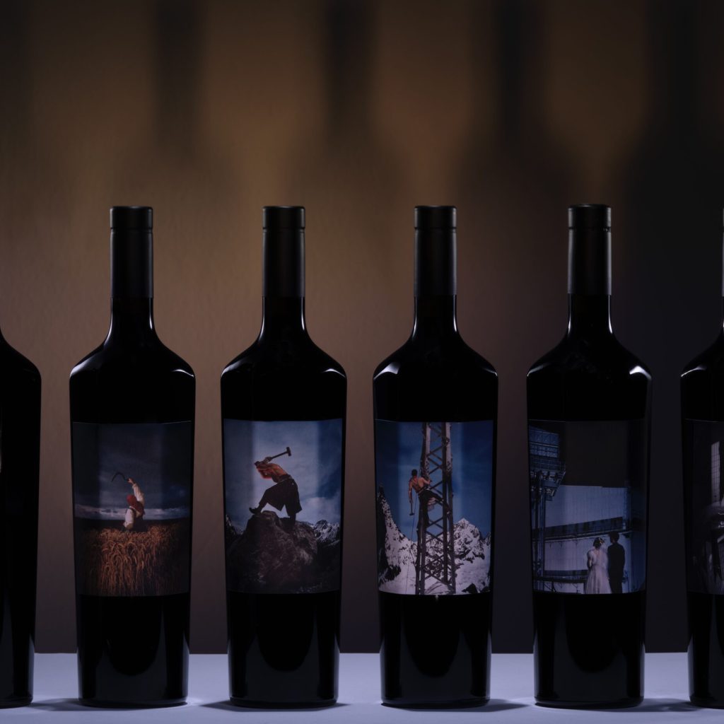 Sensoria Intrigue event labels on wine bottles